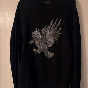 Zara Black Sweater with Metallic Eagle Design hard to find